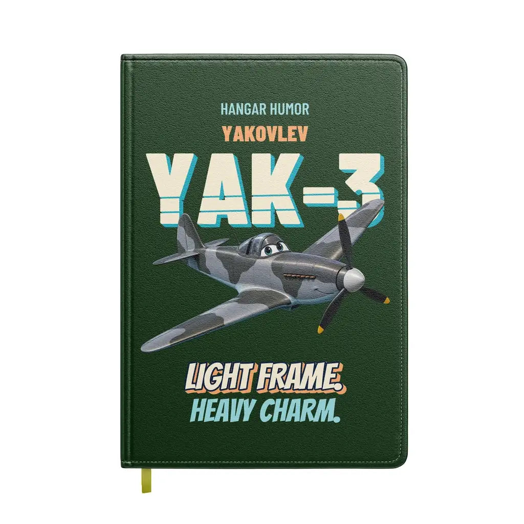 Yakovlev Yak-3 - Light frame. Heavy charm. design on dark green notebook