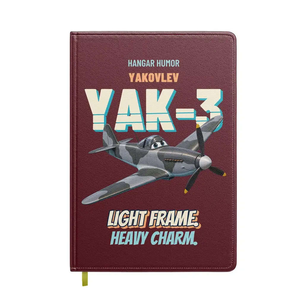 Yakovlev Yak-3 - Light frame. Heavy charm. design on dark red notebook
