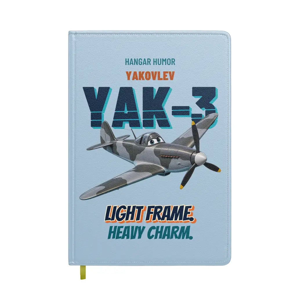 Yakovlev Yak-3 - Light frame. Heavy charm. design on light blue notebook