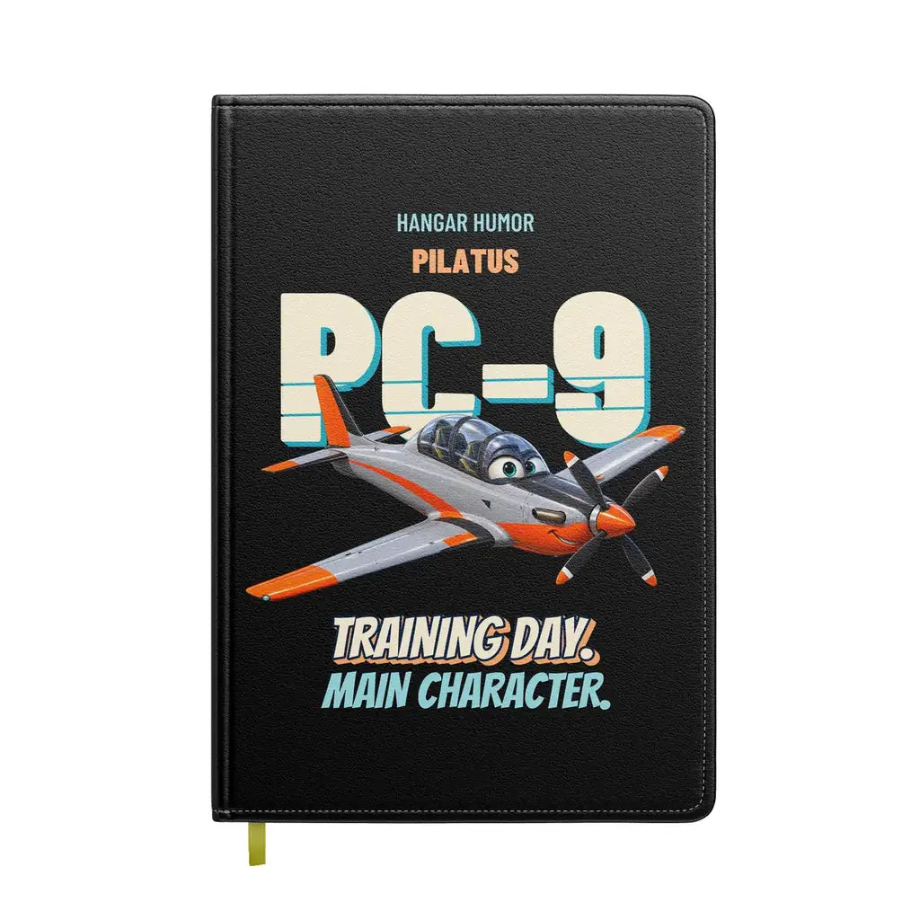 Pilatus PC-9M - Training day. Main character. design on black notebook
