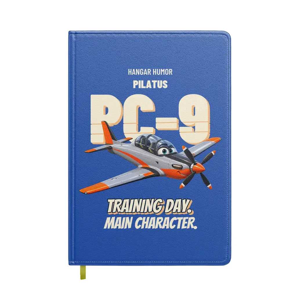 Pilatus PC-9M - Training day. Main character. design on blue notebook