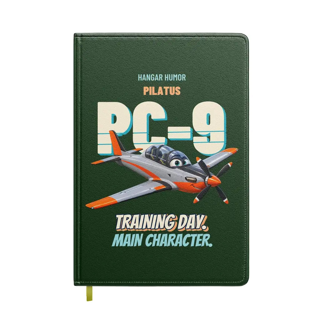 Pilatus PC-9M - Training day. Main character. design on dark green notebook