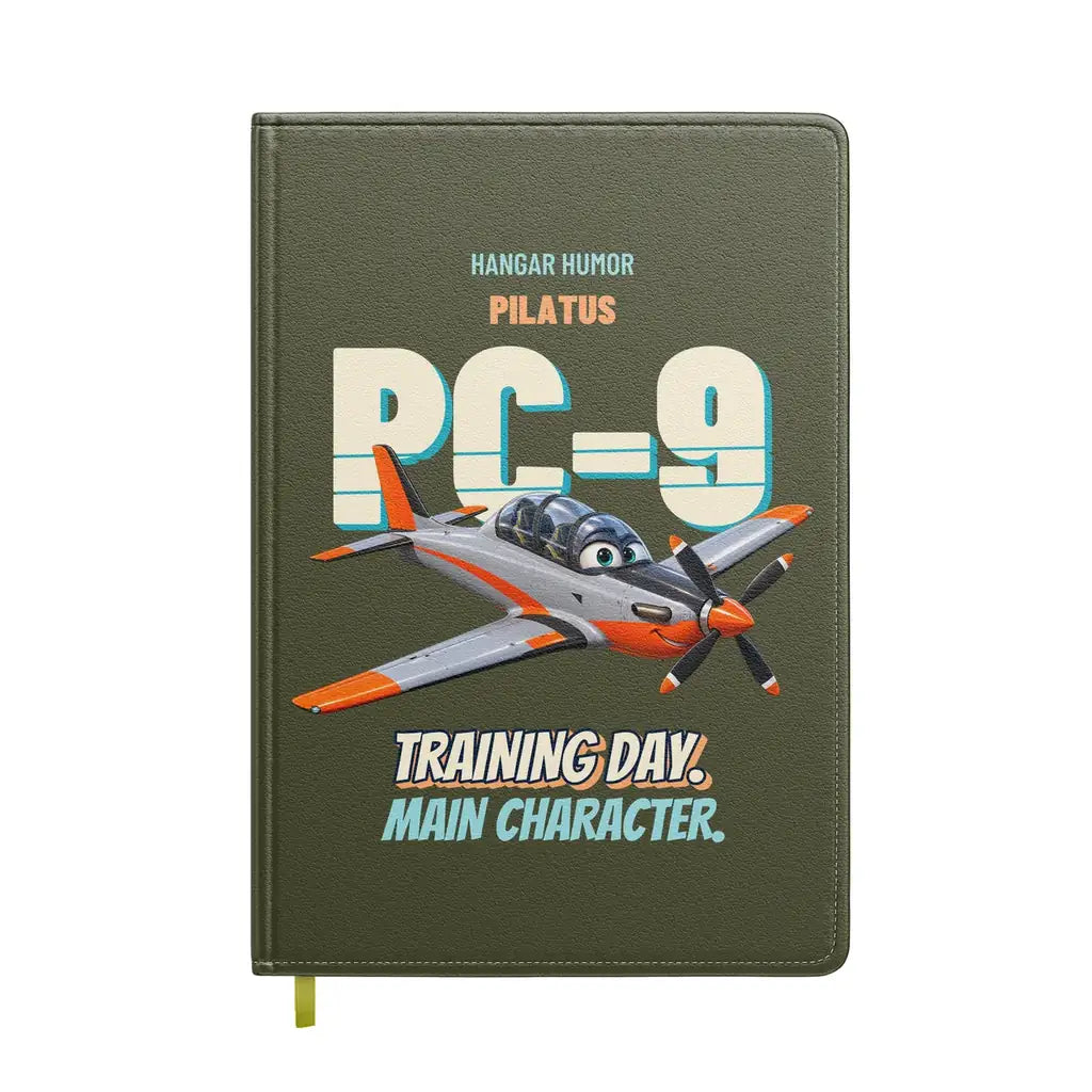 Pilatus PC-9M - Training day. Main character. design on green army notebook