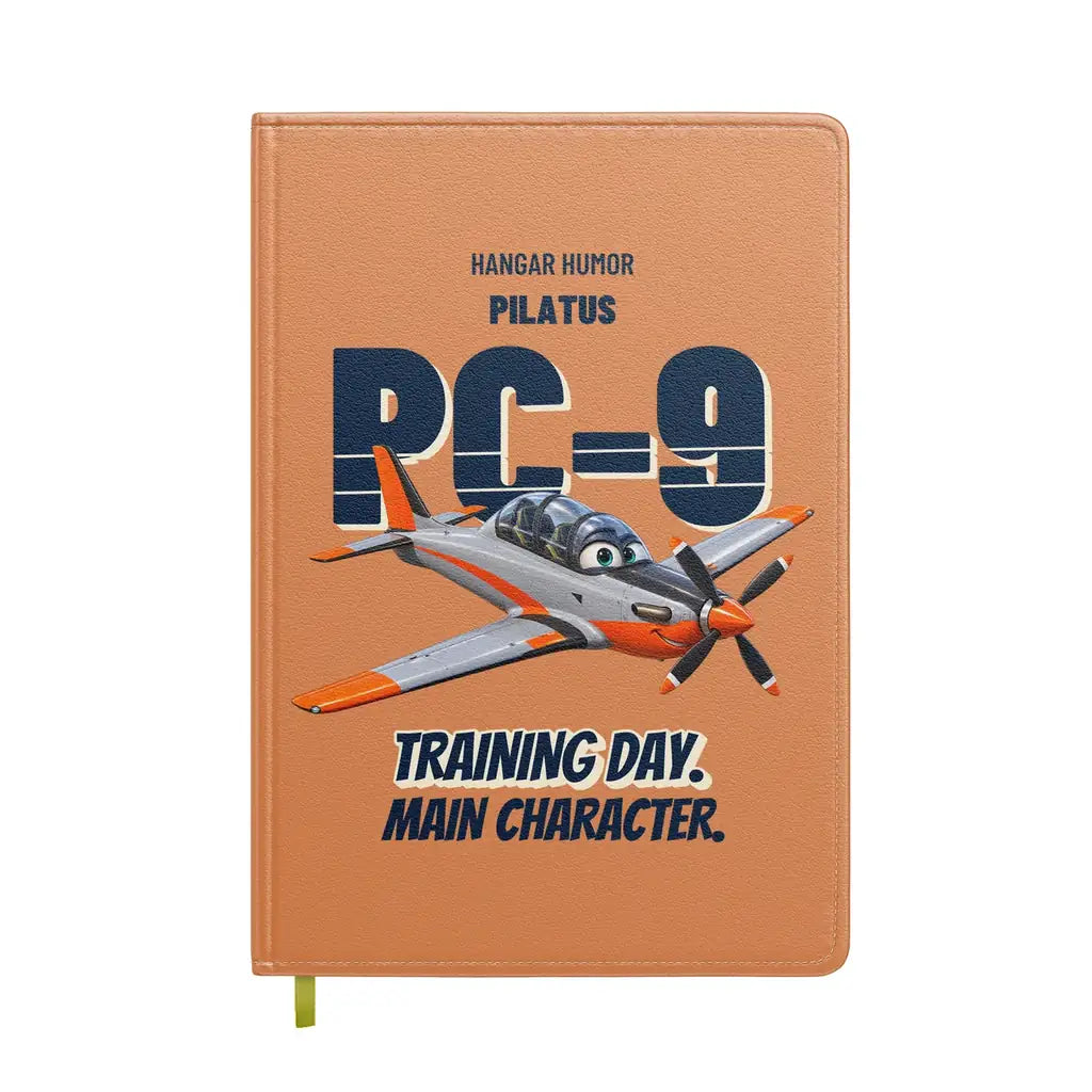 Pilatus PC-9M - Training day. Main character. design on orange notebook