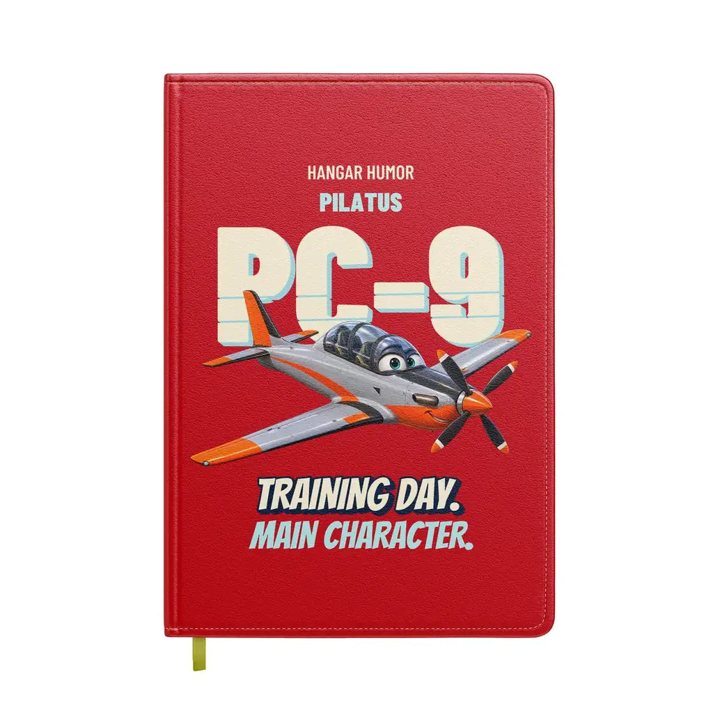 Pilatus PC-9M - Training day. Main character. design on red notebook