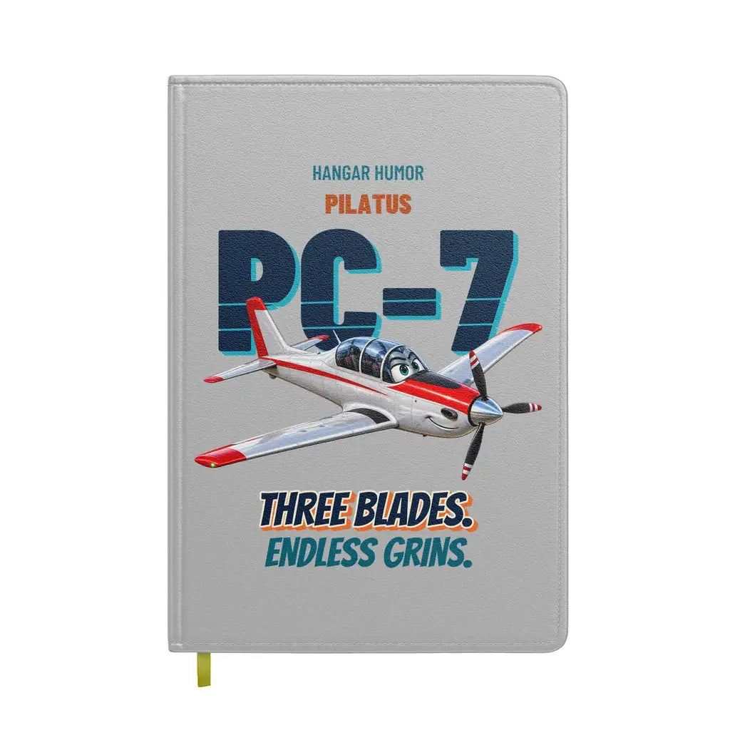 Pilatus PC-7 - Three blades. Endless grins. design on light gray notebook
