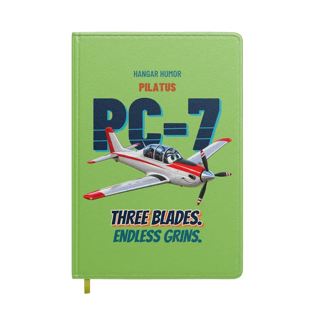 Pilatus PC-7 - Three blades. Endless grins. design on light green notebook