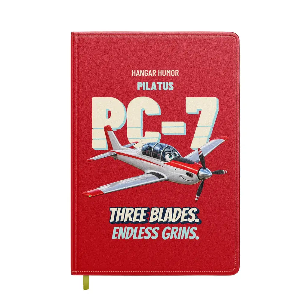 Pilatus PC-7 - Three blades. Endless grins. design on red notebook