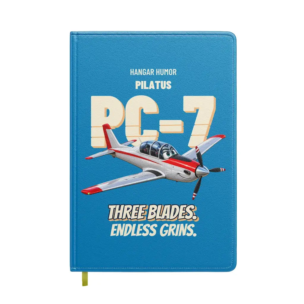 Pilatus PC-7 - Three blades. Endless grins. design on turquoise notebook
