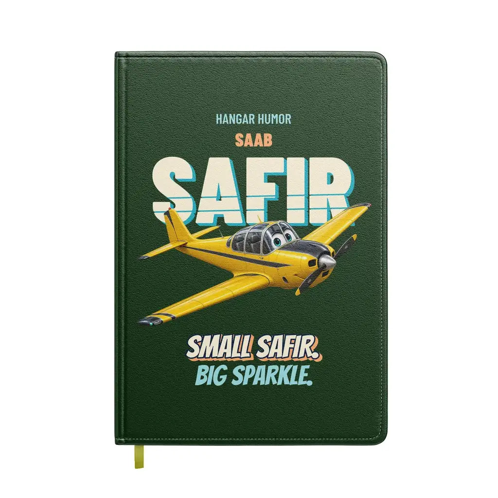 Saab 91D Safir - Small safir. Big sparkle. design on dark green notebook