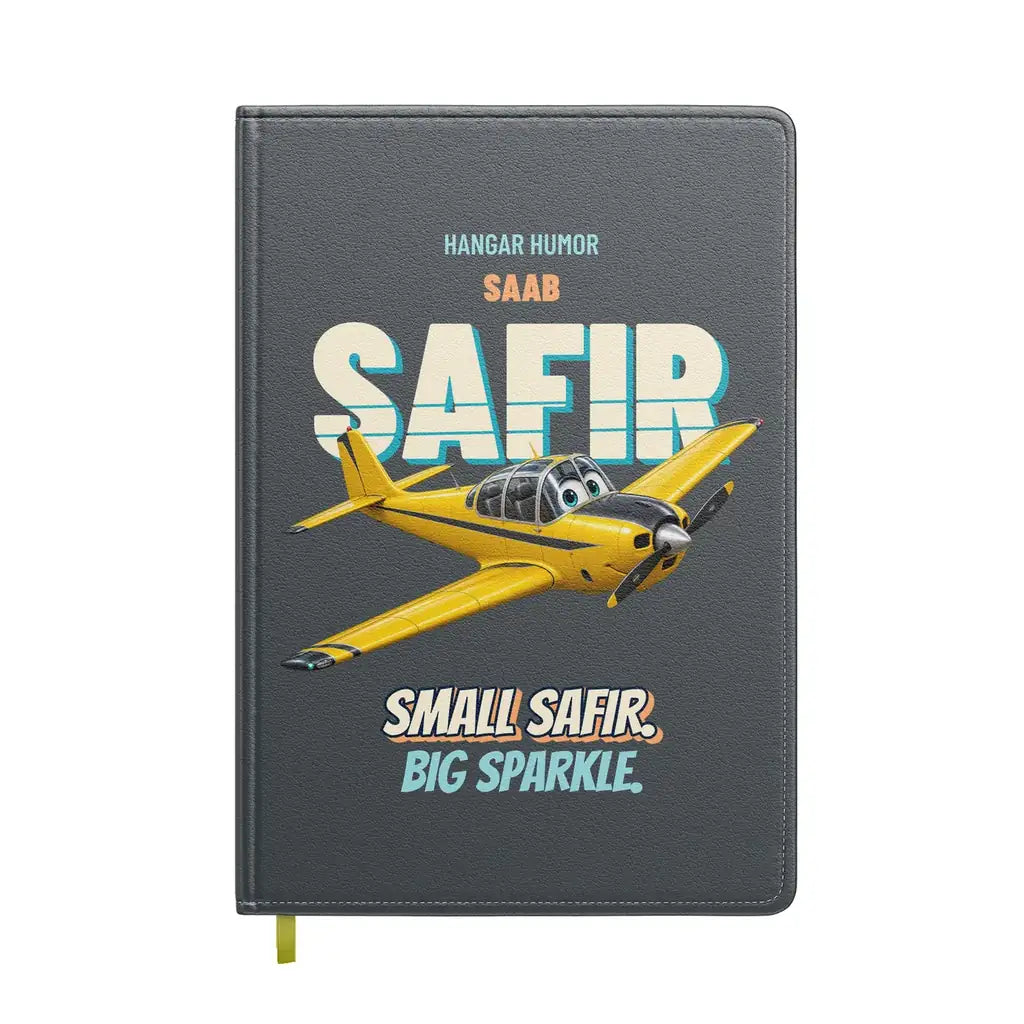 Saab 91D Safir - Small safir. Big sparkle. design on gray notebook