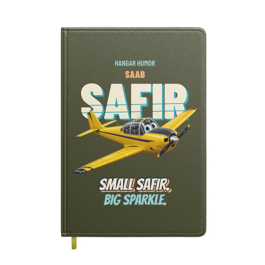 Saab 91D Safir - Small safir. Big sparkle. design on green army notebook