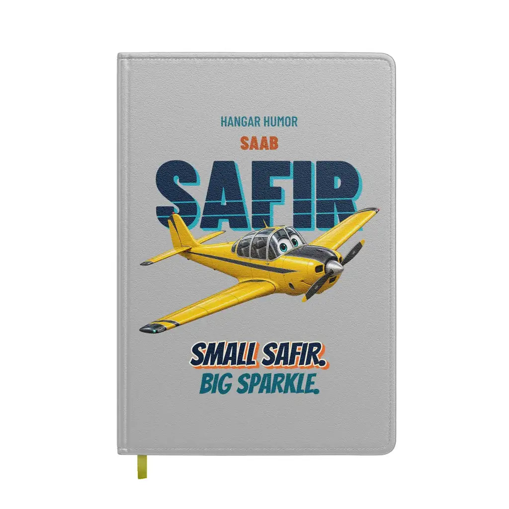 Saab 91D Safir - Small safir. Big sparkle. design on light gray notebook