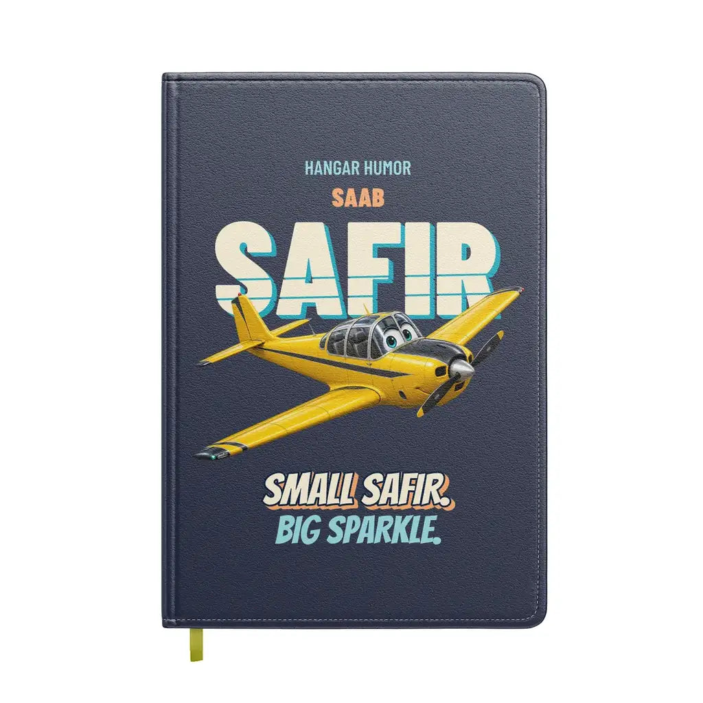Saab 91D Safir - Small safir. Big sparkle. design on navy blue notebook