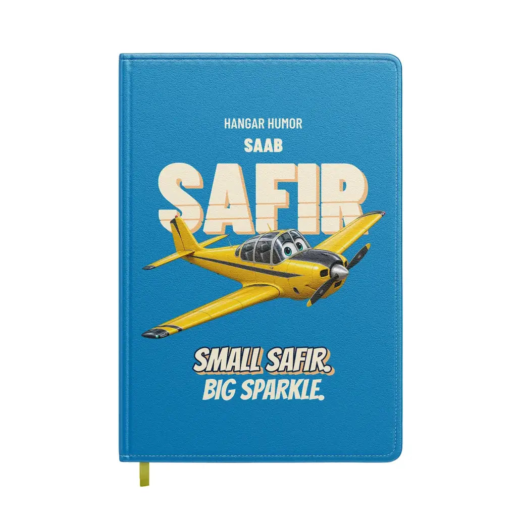 Saab 91D Safir - Small safir. Big sparkle. design on turquoise notebook