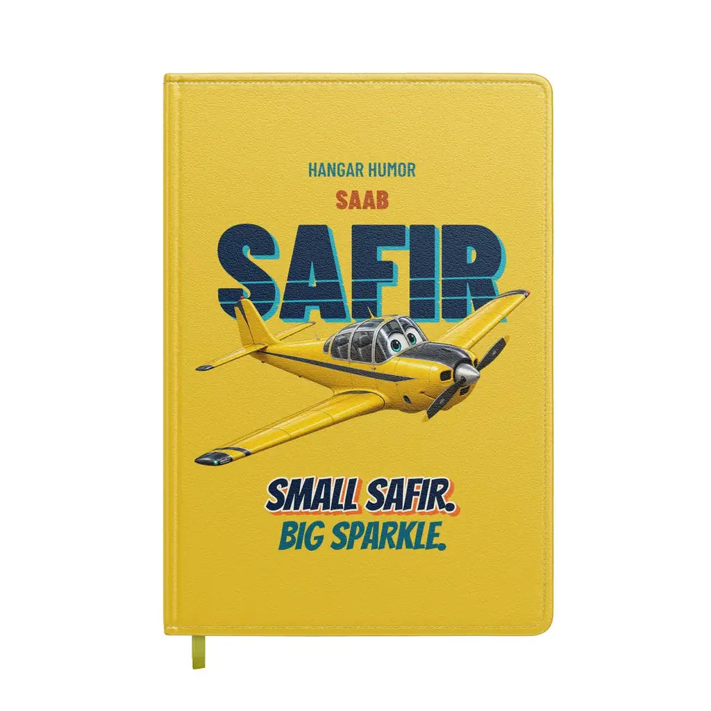 Saab 91D Safir - Small safir. Big sparkle. design on yellow notebook