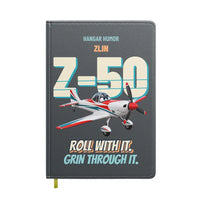 Thumbnail for Zlin Z-50LS - Roll with it. Grin through it. design on gray notebook