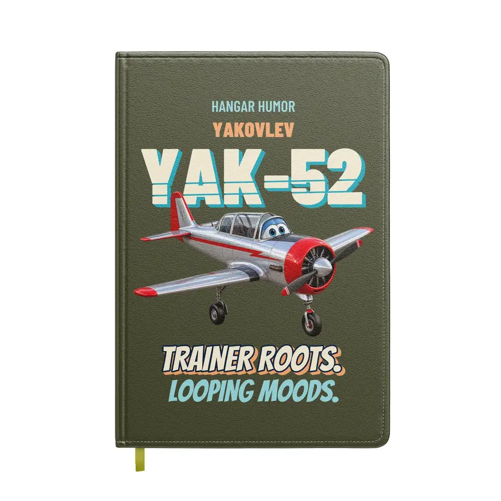 Yakovlev Yak-52 - Trainer roots. Looping moods. design on green army notebook