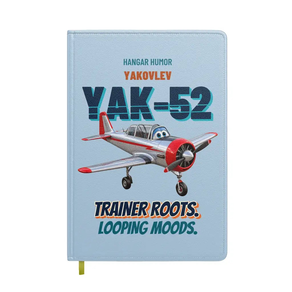 Yakovlev Yak-52 - Trainer roots. Looping moods. design on light blue notebook