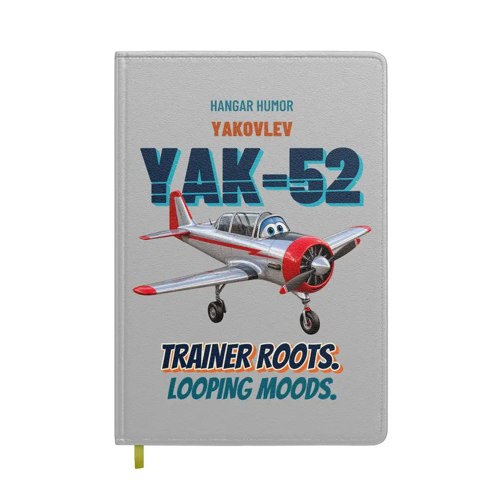 Yakovlev Yak-52 - Trainer roots. Looping moods. design on light gray notebook