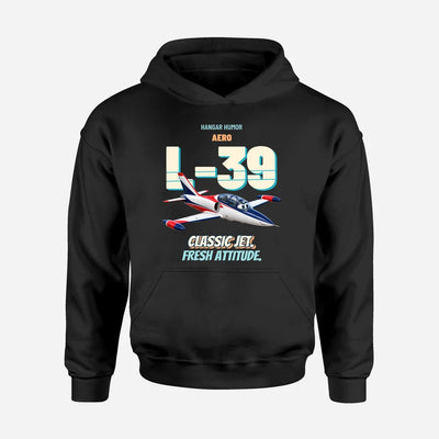 Aero L-39C Albatros - Classic jet. Fresh attitude. design on black hoodie single side