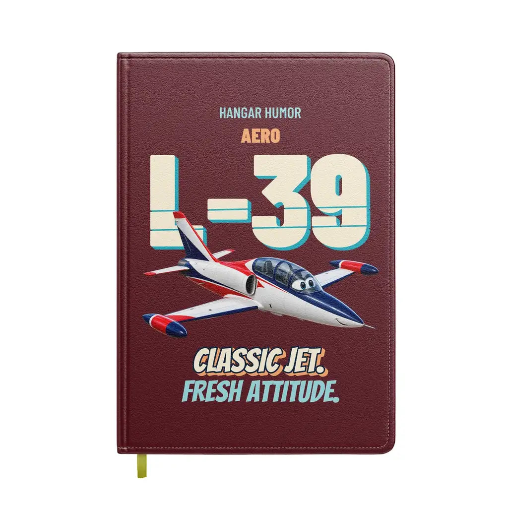 Aero L-39C Albatros - Classic jet. Fresh attitude. design on dark red notebook