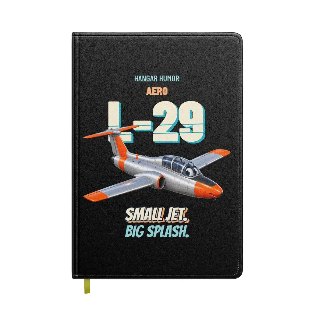 Aero L-29 Delfin - Small jet. Big splash. design on black notebook