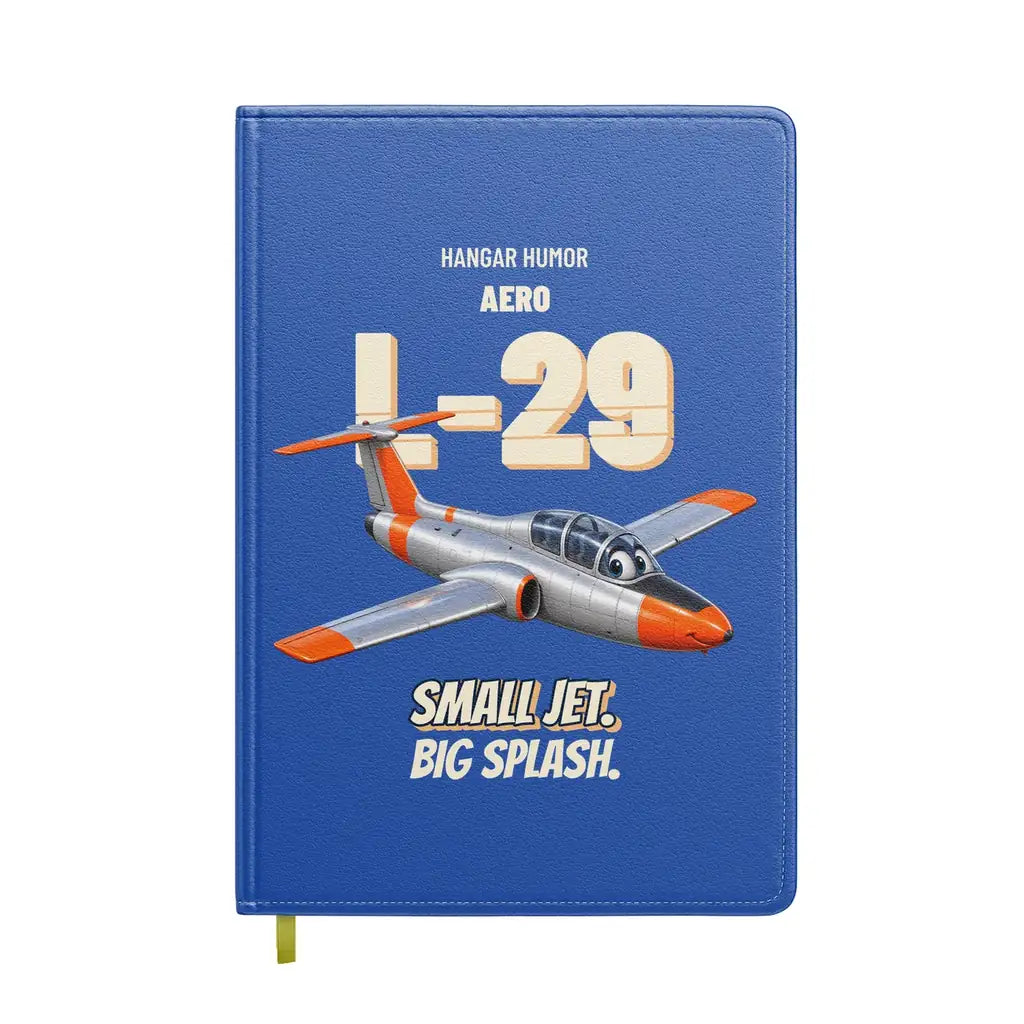 Aero L-29 Delfin - Small jet. Big splash. design on blue notebook