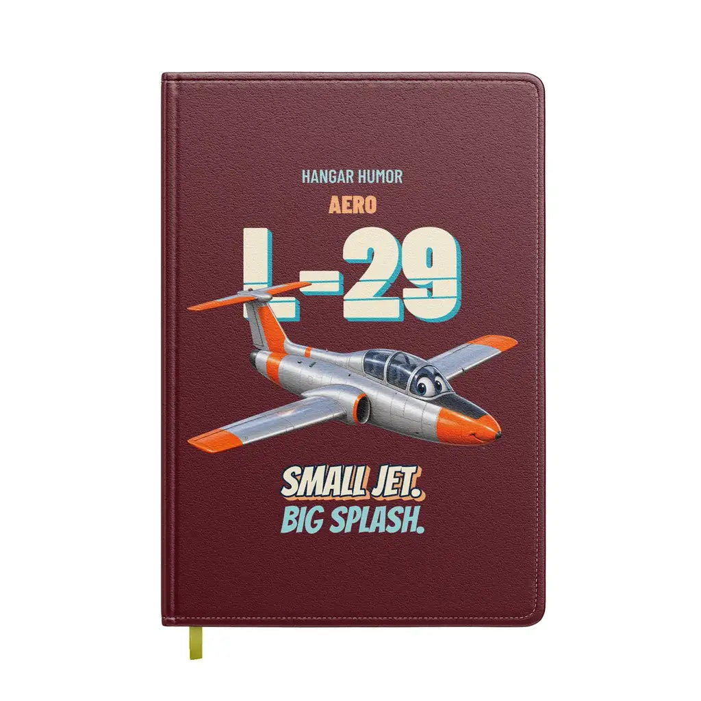Aero L-29 Delfin - Small jet. Big splash. design on dark red notebook
