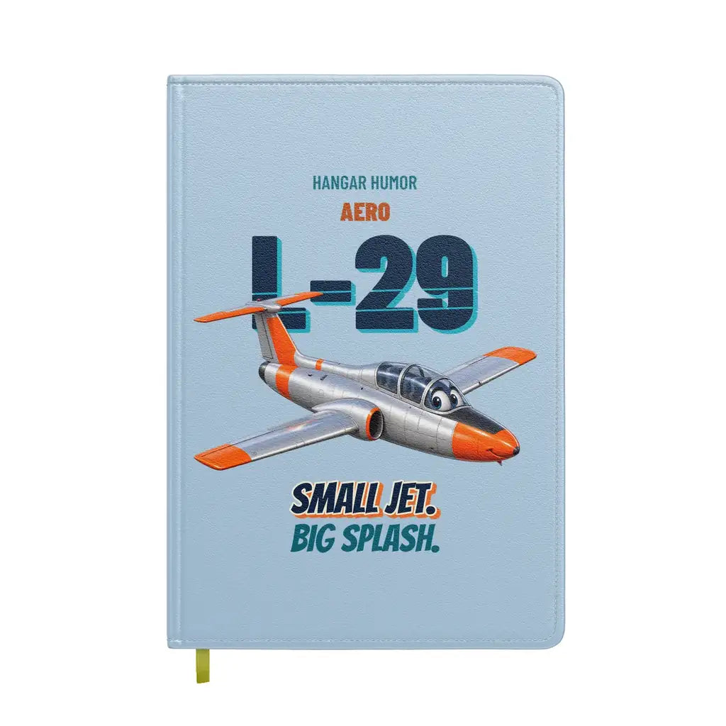 Aero L-29 Delfin - Small jet. Big splash. design on light blue notebook