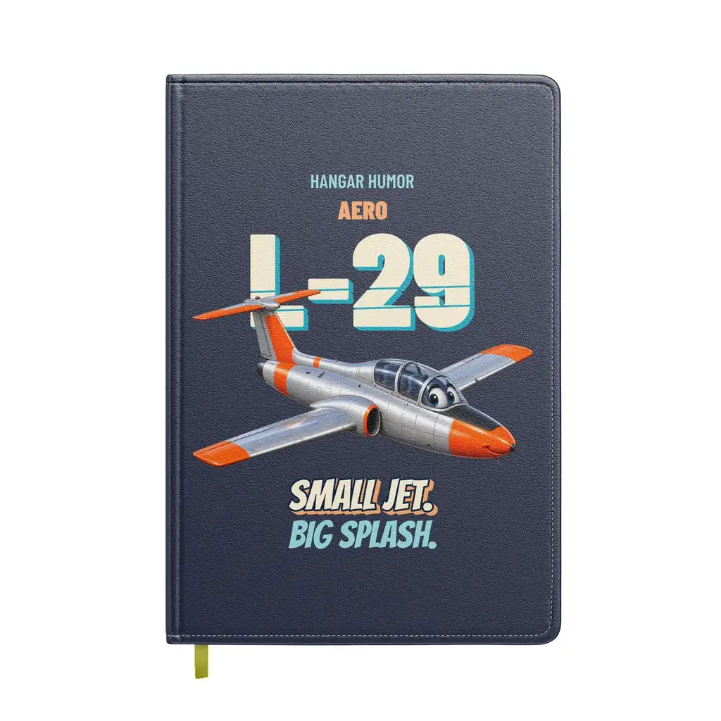Aero L-29 Delfin - Small jet. Big splash. design on navy blue notebook
