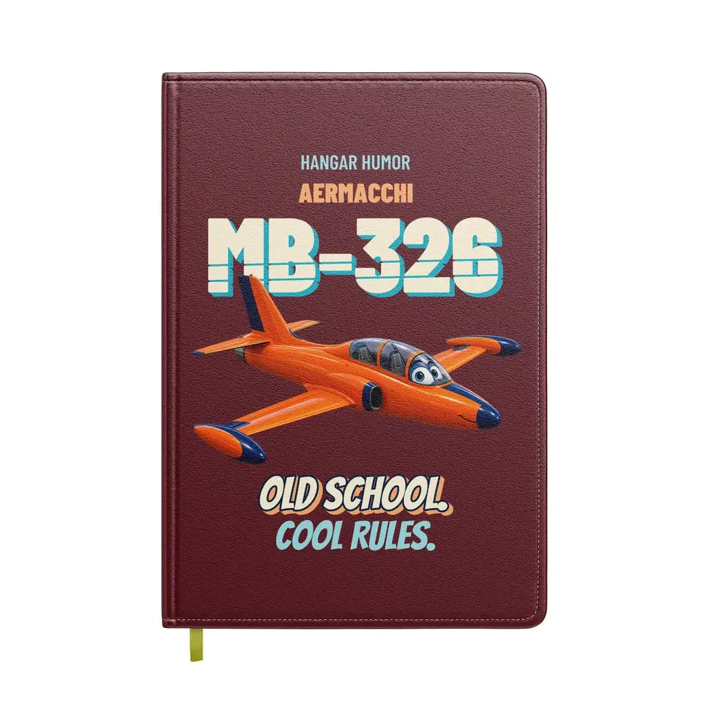 Aermacchi MB-326 - Old school. Cool rules. design on dark red notebook