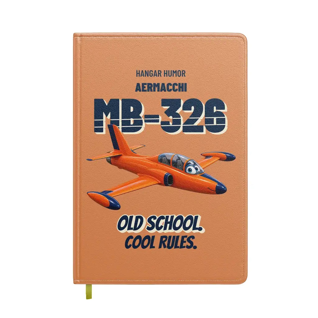 Aermacchi MB-326 - Old school. Cool rules. design on orange notebook