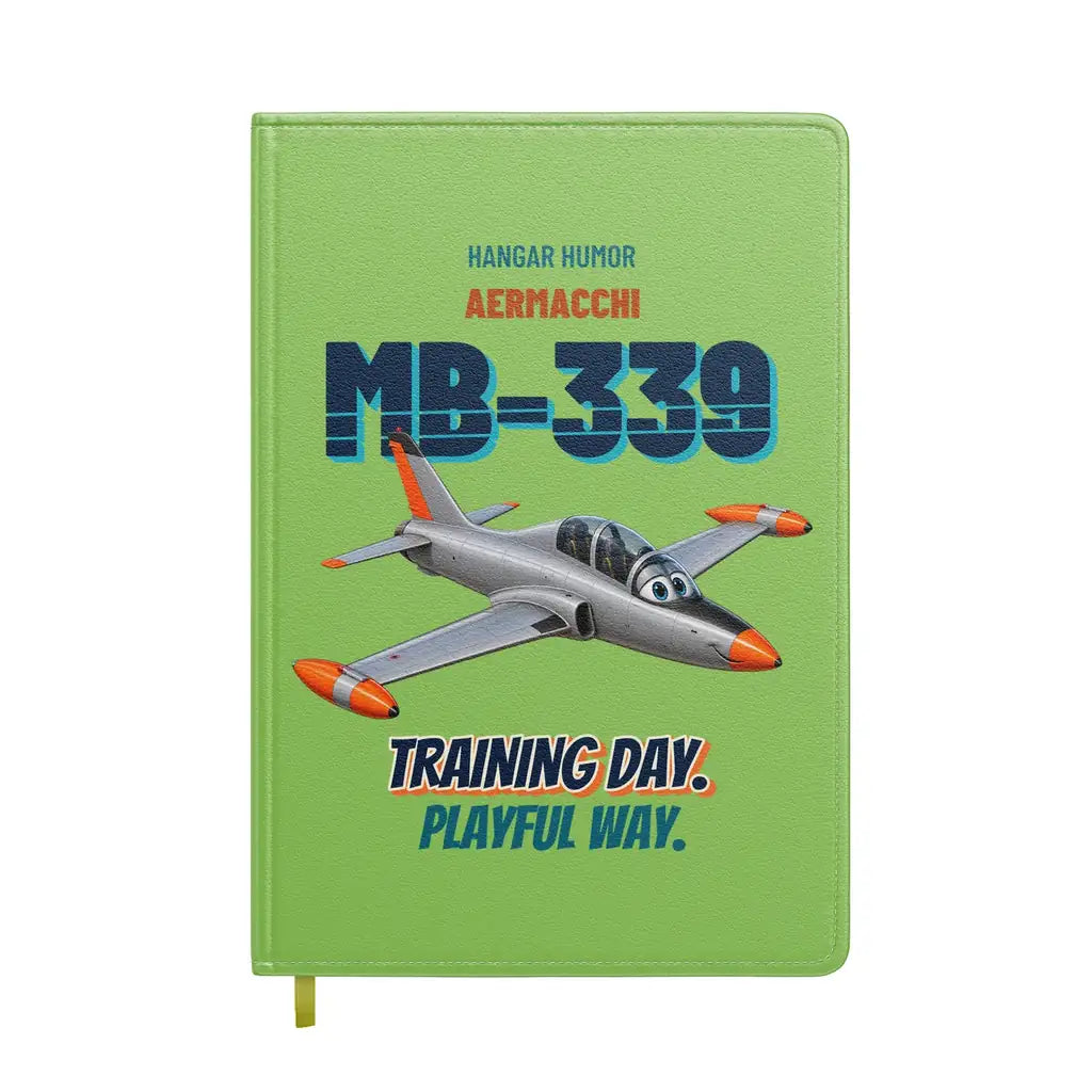 Aermacchi MB-339A - Training day. Playful way. design on light green notebook