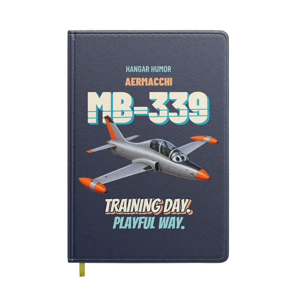 Aermacchi MB-339A - Training day. Playful way. design on navy blue notebook