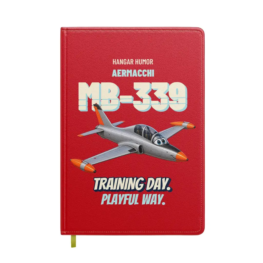 Aermacchi MB-339A - Training day. Playful way. design on red notebook