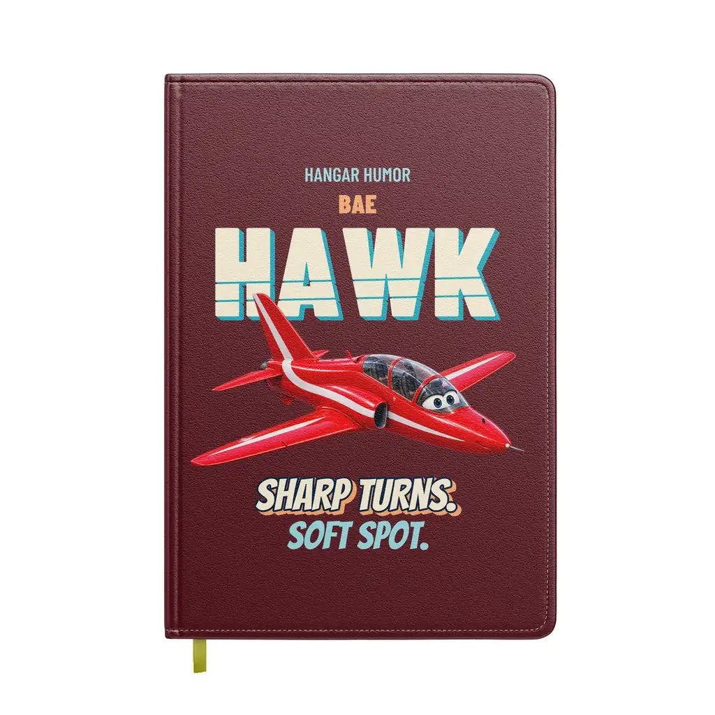 BAE Hawk T1 - Sharp turns. Soft spot. design on dark red notebook