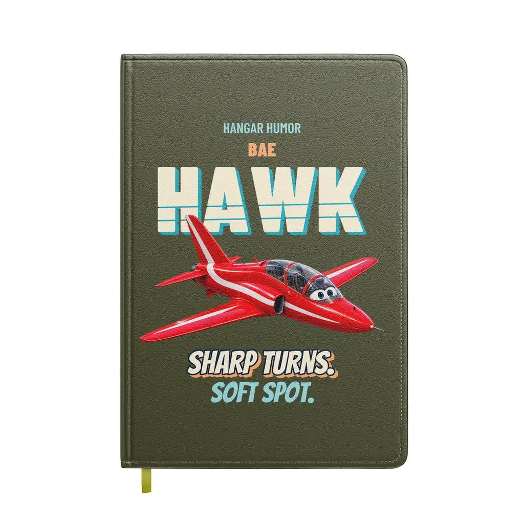 BAE Hawk T1 - Sharp turns. Soft spot. design on green army notebook