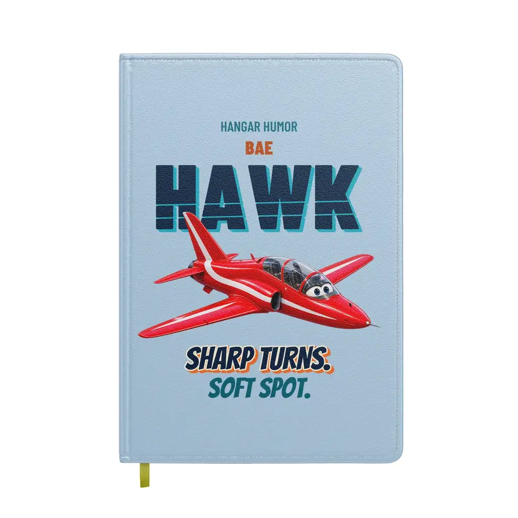 BAE Hawk T1 - Sharp turns. Soft spot. design on light blue notebook