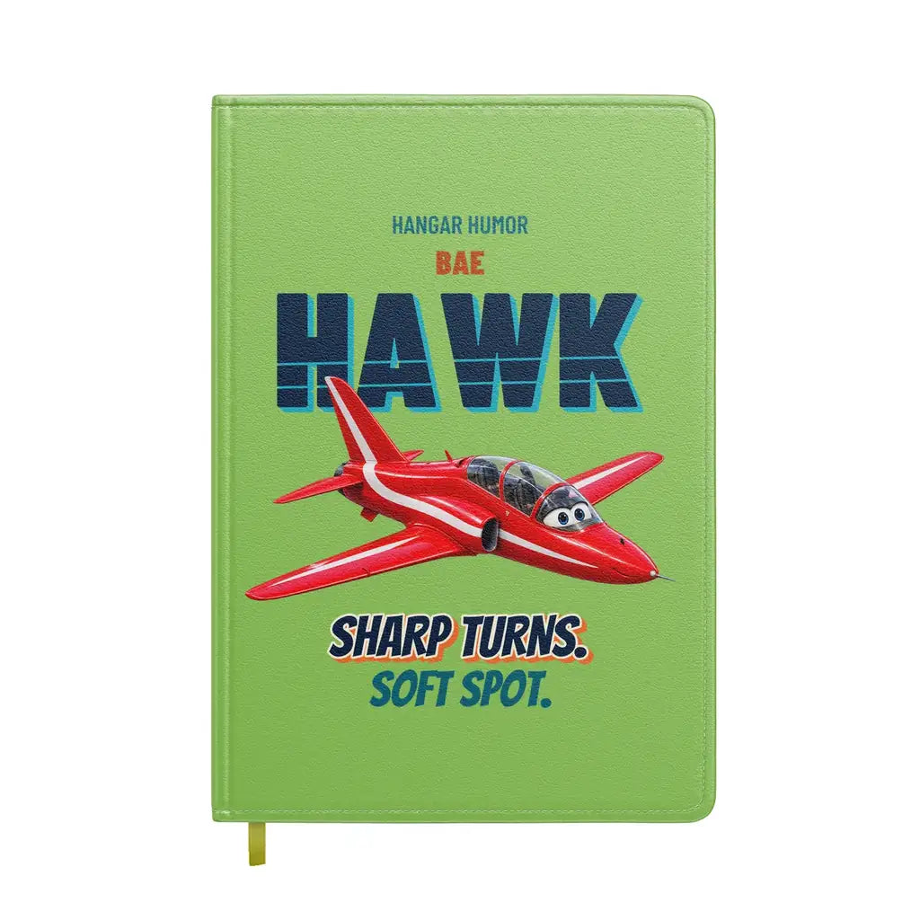 BAE Hawk T1 - Sharp turns. Soft spot. design on light green notebook