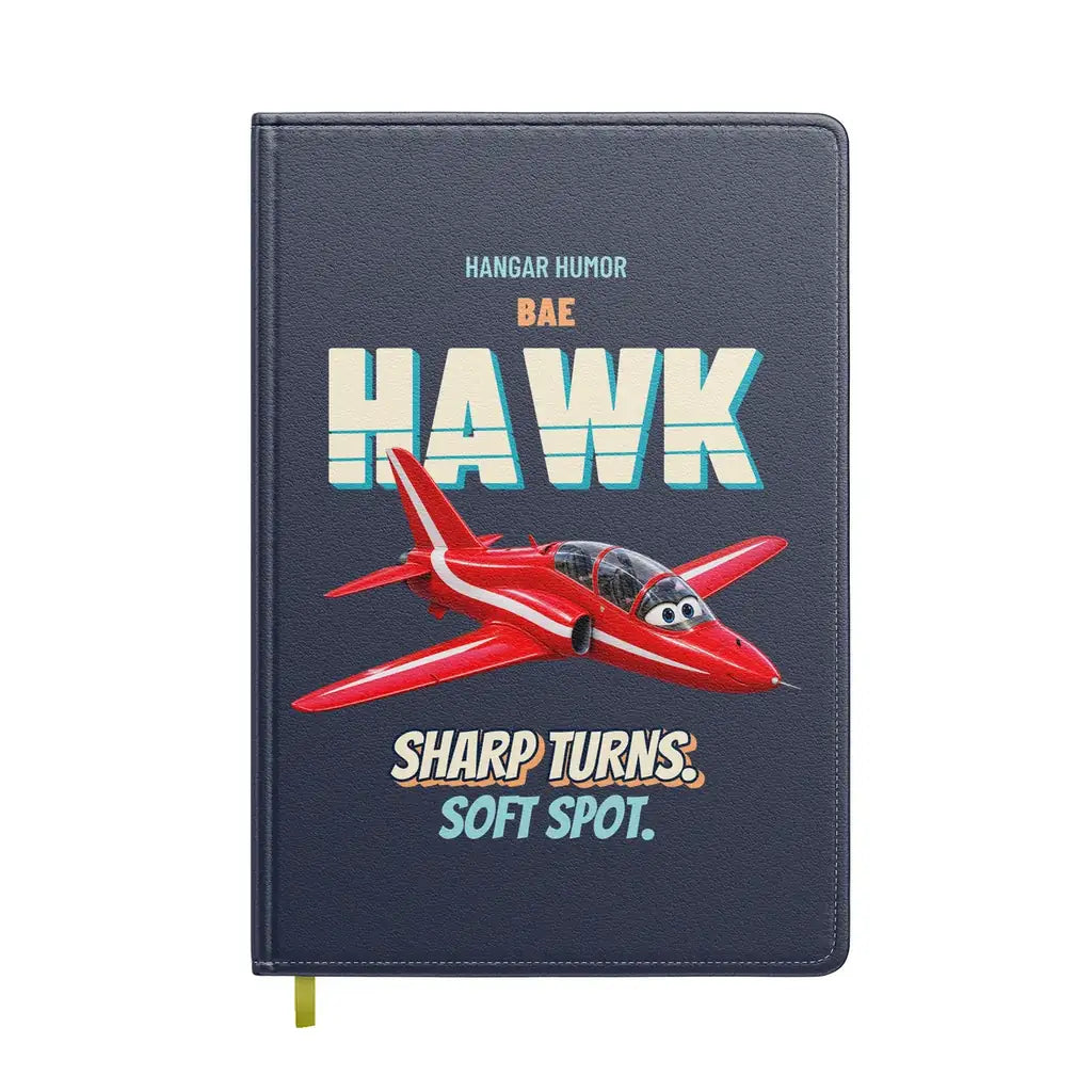 BAE Hawk T1 - Sharp turns. Soft spot. design on navy blue notebook