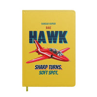 Thumbnail for BAE Hawk T1 - Sharp turns. Soft spot. design on yellow notebook