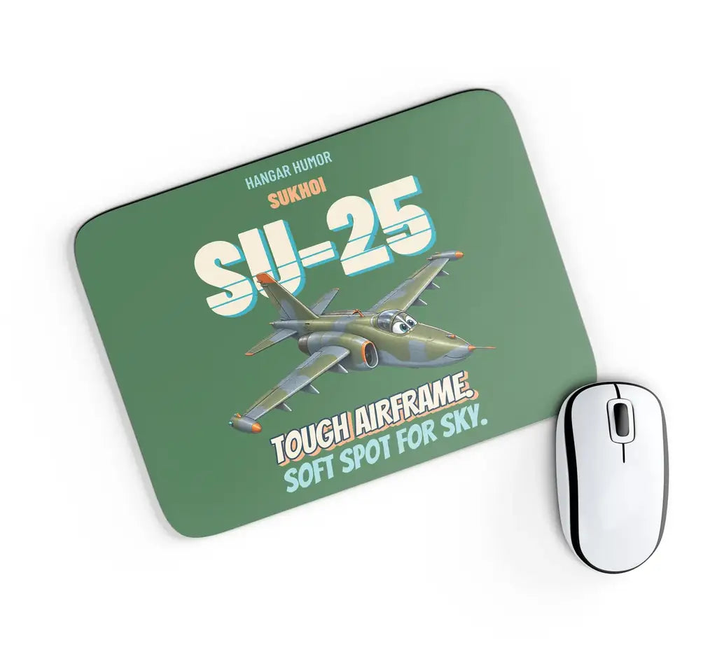 Sukhoi Su-25 - Tough airframe. Soft spot for sky. design on green rectangle mouse pad