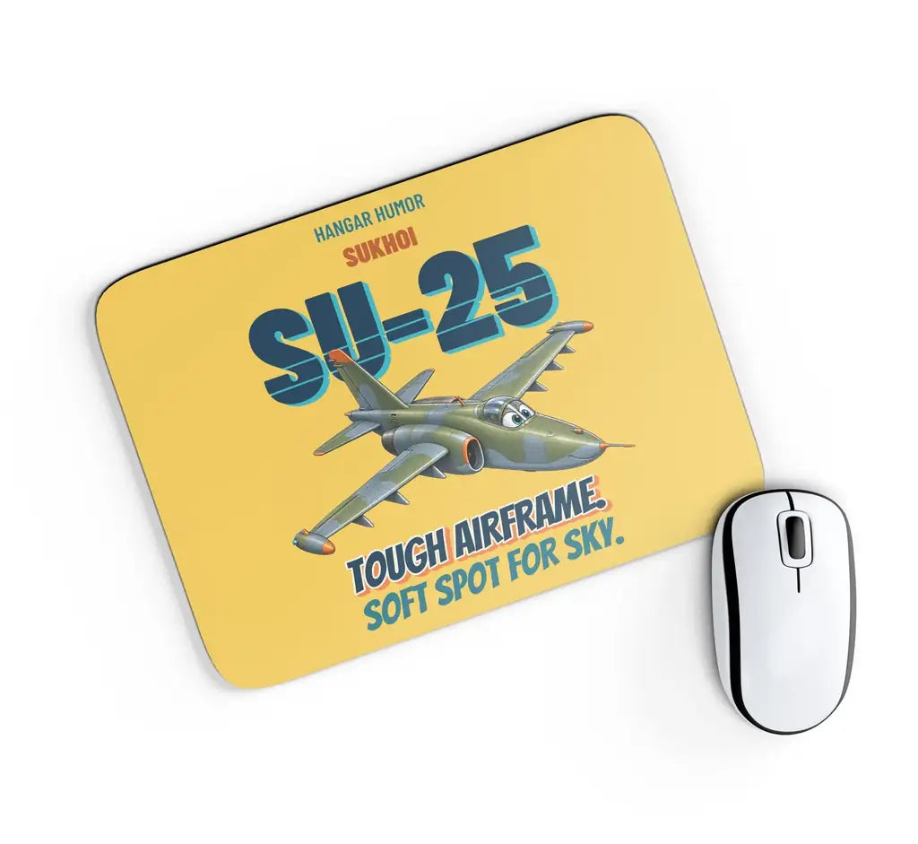Sukhoi Su-25 - Tough airframe. Soft spot for sky. design on yellow rectangle mouse pad