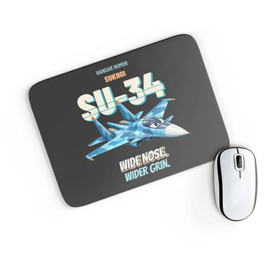 Sukhoi Su-34 - Wide nose. Wider grin. design on black rectangle mouse pad
