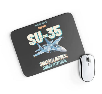 Sukhoi Su-35S - Smooth moves. Sharp attitude. design on black rectangle mouse pad