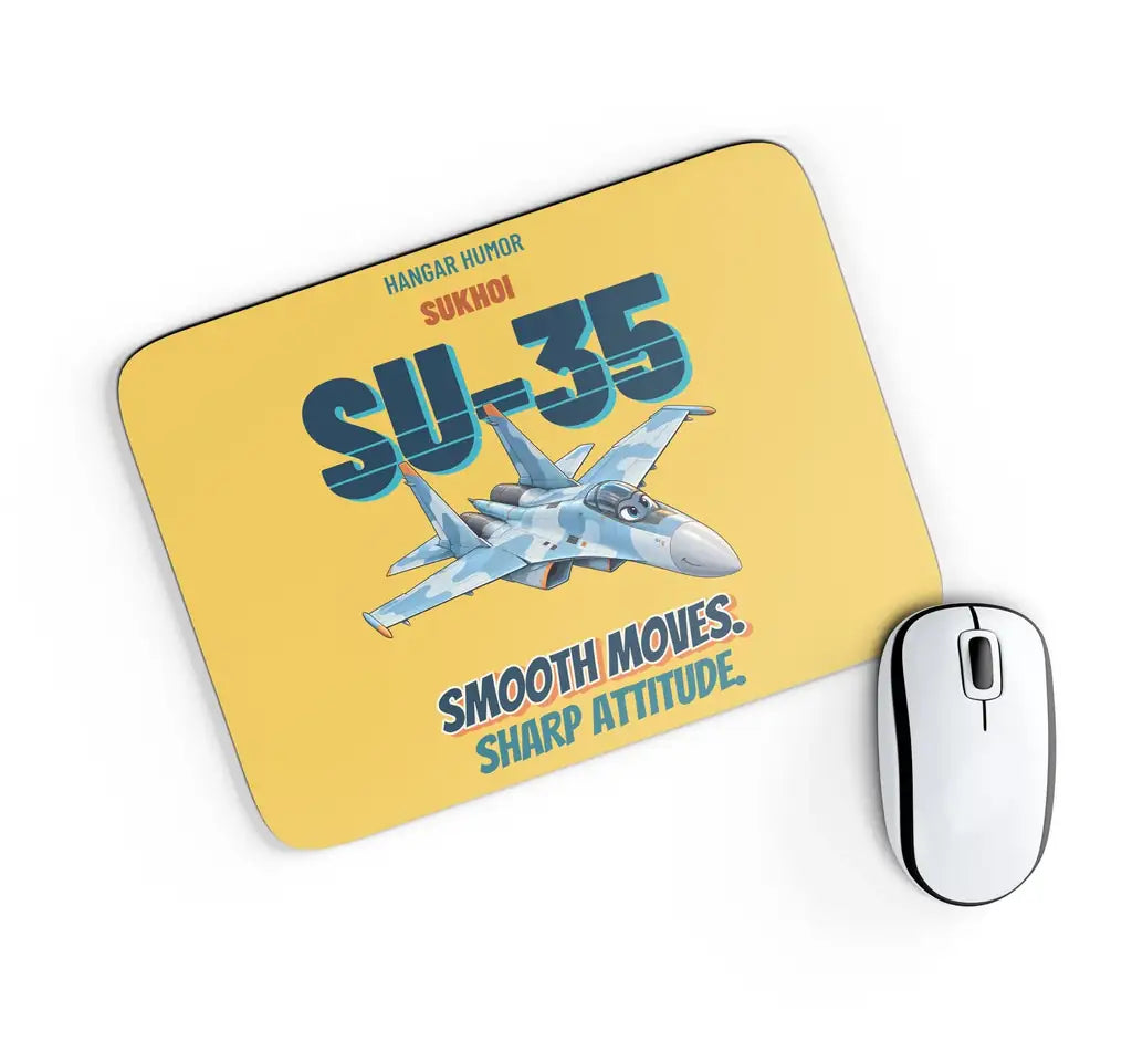 Sukhoi Su-35S - Smooth moves. Sharp attitude. design on yellow rectangle mouse pad