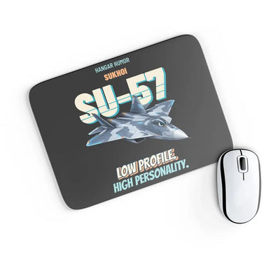 Sukhoi Su-57 - Low profile. High personality. design on black rectangle mouse pad