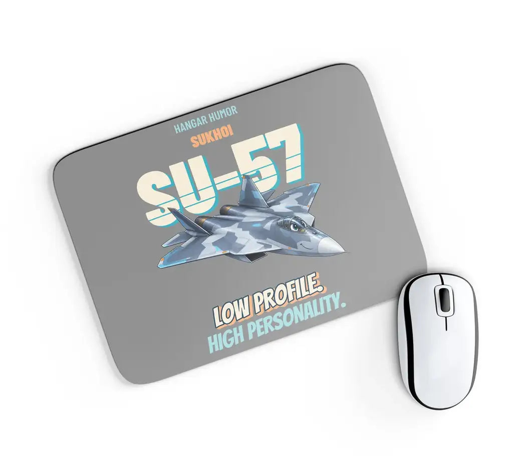 Sukhoi Su-57 - Low profile. High personality. design on gray rectangle mouse pad