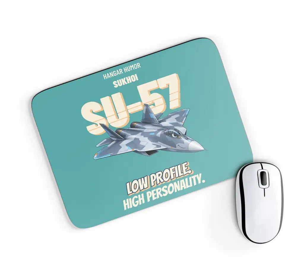 Sukhoi Su-57 - Low profile. High personality. design on turquoise rectangle mouse pad